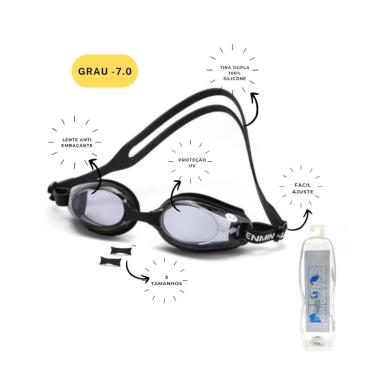 Imagem de Óculos De Natação Profissional Com Grau Miopia -7.0 Graus-Unissex