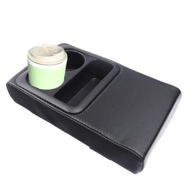 Imagem de Shakven Capa de couro para console central com suporte de copo, travesseiro de apoio de braço para console central automotivo - de capa de caixa de apoio de braço de carro | Capa de couro à prova