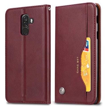 Imagem de Knead Skin Texture Horizontal Flip Leather Case for Xiaomi Pocophone F1, with Photo Frame & Holder & Card Slots & Wallet (Color : Wine red)