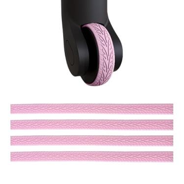 Imagem de SHINETEC Capas de proteção de roda de bagagem – acessório de mala de viagem com redução de ruído e anti-arranhões, 1,3 cm L x 7,8 L, corte livre, rosa, Não