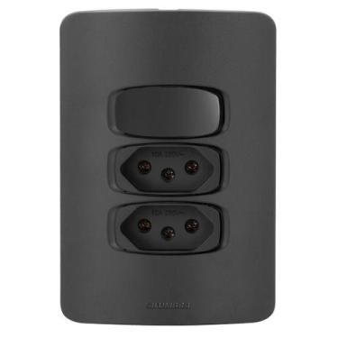 Imagem de Conjunto 1 Simples + 2 Tomadas 20A Alumbra Gracia Black Maxx