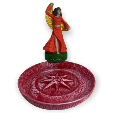 Imagem de Incensário Prato Cigana Vermelha 12 Cm Em Resina - Bialluz Presentes