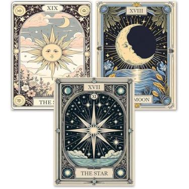 Imagem de Axquilon 3 pacotes de kit de pintura por números para adultos - kits de pintura por números para adultos de tarô em tela, kits fáceis de pintar por número para adultos para decoração de parede de casa
