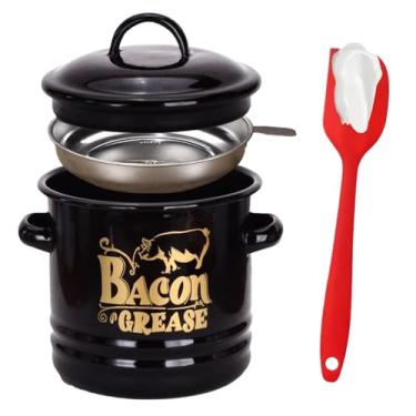 Imagem de Recipiente Para Gordura - Frasco para Armazenar Óleo 1200ml,Pote De Gordura Com Espátula Coadora,Para Cozinha Culinária Feriado Fim De Semana Café Da Manhã Brunch Refeição Em Família