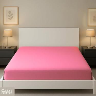 Imagem de Lençol Queen Colchão Malha 100% Algodão C/Elástico, 150 Gr, Antialérgico Rosa