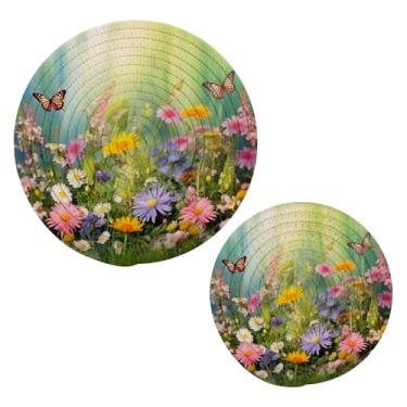 Imagem de Blueangle 2 peças de suporte de panela de borboleta de mola - conjunto de pegadores de panela de tecido redondo - almofadas quentes trançadas de algodão - porta-copos - tapetes de mesa para cozinhar e