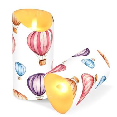 Imagem de Blueangle Pacote com 2 balões aquarela velas sem chama com controle remoto e temporizador, velas LED cintilantes (7,6 cm x 9,9 cm) para decoração de casa, casamento, acampamento (104)