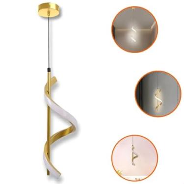Imagem de Luminária Pendente Led Espiral 3 Em 1 Luxo Moderno Lustre Gold