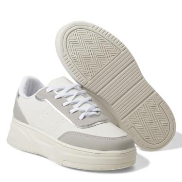 Imagem de Tênis Feminino Plataforma Alta Estiloso Moderno Confortável Para Uso Diário (Prata, BR, Adulto, Numérico, 34)