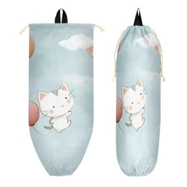 Imagem de xigua Balões de gato de desenho animado suporte de saco plástico suporte de parede com cordão 1 pacote, organizador de sacola de compras reutilizável decoração para bolsas, meias, roupas íntimas e