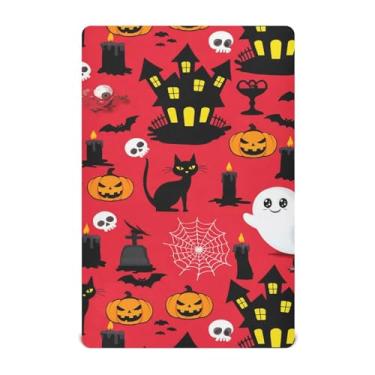 Imagem de Wassud Lençóis de berço respiráveis com tema de Halloween, 68 x 99 cm, neutros para meninos e meninas (serve para berço padrão e pacote e brincadeira)