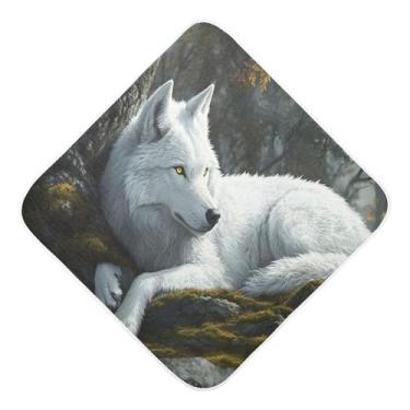 Imagem de STAYTOP Toalhas de bebê com capuz de musselina branca com olhos laranjas, toalha de banho super macia, toalhas de banho absorventes para banho recém-nascido unissex 89 x 89 cm