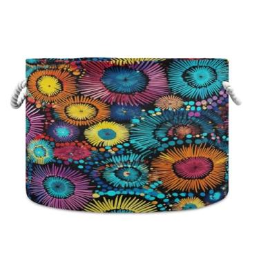 Imagem de WELLDAY Cesta de corda de algodão colorida para lavanderia de bebê para sala de estar, lavanderia, berçário, travesseiros, decoração de casa