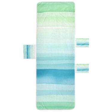 Imagem de STAYTOP Capa de toalha de espreguiçadeira ondulada verde, capa de espreguiçadeira macia, capas de cadeira de praia com bolsos para jardim ao ar livre, pátio, pátio, banhos de sol, gramado, 215 x 76 cm