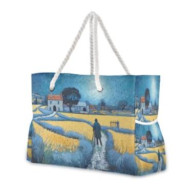 Imagem de Wassud Bolsa de praia feminina grande para praia, impermeável, à prova de areia, bolsa de viagem com zíper e bolso para piscina, academia, acampamento