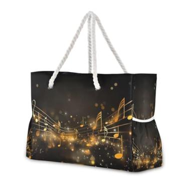 Imagem de Wassud Bolsa de praia feminina dourada preta grande bolsa de praia à prova d'água à prova de areia com zíper e bolso bolsa de acampamento para piscina academia