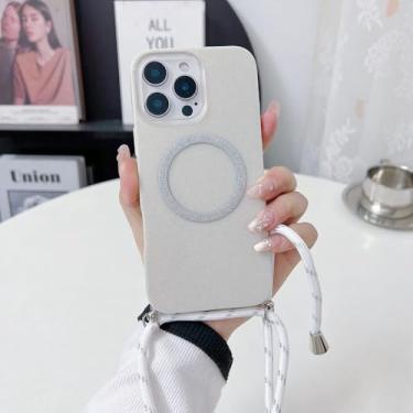 Imagem de Linda alça transversal magnética com glitter para iPhone 16 E 15 Pro Max 14 13 12 11 Pro, cor prata, compatível com iPhone 16e