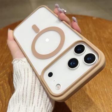 Imagem de Capa protetora rígida para iPhone 17 AIR 16 E 15 14 13 12 11 Pro Max, transparente, com carregamento sem fio, em acrílico, cor dourado deserto, para iPhone 13.