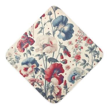 Imagem de Burbuja Toalha de banho para bebê Sweet Pea Flower - Toalha com capuz de musselina macia e absorvente para recém-nascidos, 76 x 76 cm