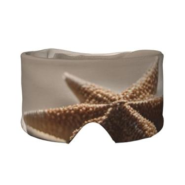 Imagem de Máscara protetora para olhos e orelhas com estampa de estrela do mar, concha e areia, respirável, ajustável, blecaute, confortável