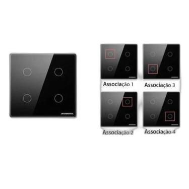 Imagem de Interruptor Preto Wifi 4 Botões Inteligente 4X4 Alexa Google