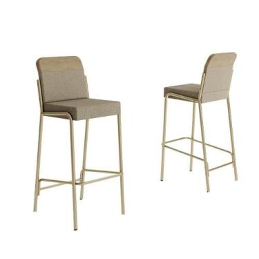 Imagem de Kit 2 Banquetas Altas Duo Carraro Bamboo E Dourado - MÓVEIS CARRARO