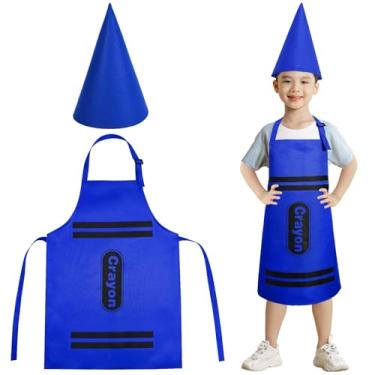 Imagem de JcHrmers 2 Peças De Avental Giz Cera Colorido E Chapéus Engraçados Gnomo Em Formato Cone, Fantasia Escolar Para O Dia Mundial Do Livro, Halloween (Azul)