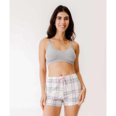 Imagem de Short Pijama Feminino Avulso Estampa Xadrez Marisa-29013, Azul, PP