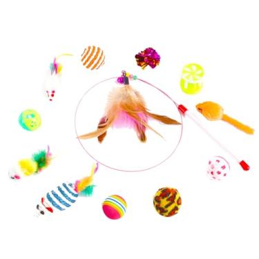 Imagem de Brinquedos para Pets em Forma de Bolas Bastões Divertidos Gatos Suprimentos Novos Filhotes Gato Canal Penacho Sino Pelo Leopardo Mola Provocadora Brincadeira Interativa