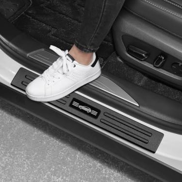 Imagem de Hugeek 4 peças de protetor de soleira de porta compatível com Lexus 2023 2024 2025 2026 RX RX350 RX350h RX500h F acessórios esportivos preto fosco material plástico ABS protetores de entrada de porta