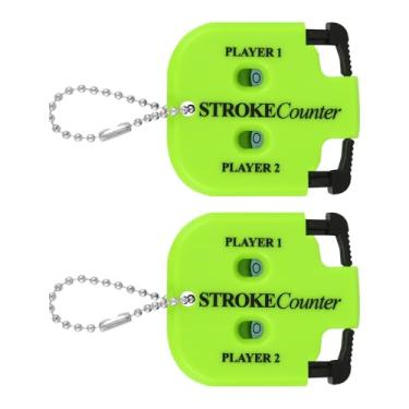 Imagem de 2 Peças Contadores Tacadas Golfe, Mini Contador Pontuação Portátil com Design Quadrado Contador Tacadas para 2 Jogadores para Competições e Jogos de Treino de Golfe (Verde)