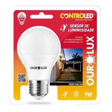 Imagem de Lâmpada LED 9W ControLed Sensor luminosidade Bivolt - Ourolux, Branca 