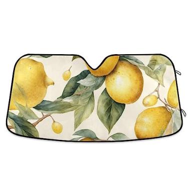 Imagem de Persianas de sol de carro verde-limão amarelo, capa de para-brisa, proteção UV persiana dobrável de janela de carro, para carro, SUV, caminhão