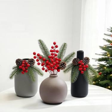 Imagem de Conjunto de 3 vasos de cerâmica, modernos e minimalistas, coloridos neutros, decorativos para decoração de casa, decoração de casa de fazenda rústica para flores secas de grama dos pampas, sala de