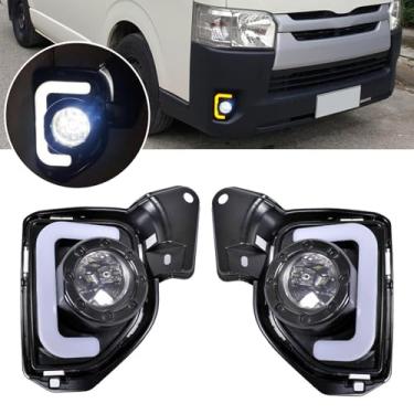 Imagem de DULPER Conjunto de faróis de neblina de direção adequado para Hiace 2014-2018 Hiace com LED DRL SEQ Lâmpada de seta 14 15 16 17 18 Hiace para-choque dianteiro farol de neblina