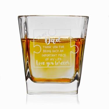 Imagem de JERIO Presentes para pai da filha, filho, crianças no dia dos pais, Natal, copo de uísque engraçado de 255 g para pai, aniversário de pai, copo antiquado, uma peça tão importante da minha vida