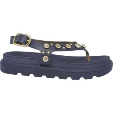 Imagem de Sandália Dedo Feminina Papete Casual Dia a Dia Passeio Festa Verão com Pedrarias Conforto Vizzano 65-Feminino