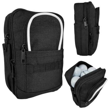 Imagem de Objetos de valor e bolsa de bola: organizador utilitário portátil com 3 bolsos com zíper, comporta 20-25 bolas – Grande armazenamento para acessórios de golfe como camisetas, marcadores de bola e