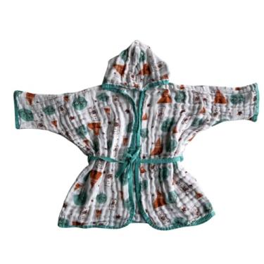 Imagem de Roupão de Banho para Bebê com Capuz Algodão Soft para Praia e Piscina até 6 Meses (Urso Oca)