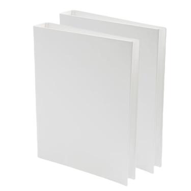 Imagem de SXIUU A5 2 capas para fichário, pequeno, fofo, pacote com 2, agenda recarregável de papelão kraft ecológico, cartão fotográfico, para escola, escritório, trabalho (branco)