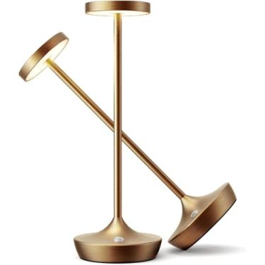 Imagem de Willdoak Candeeiro de mesa sem fio recarregável - 6000 mAh luz de mesa LED operada por bateria - Candeeiros de mesa portáteis de toque reguláveis ao ar livre à prova d'água para pátio, restaurante e
