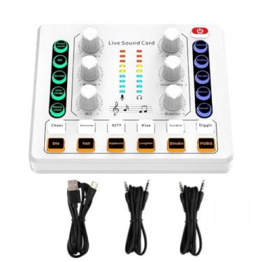 Imagem de Mini placa de som de mixagem de podcasts de áudio de transmissão ao vivo para computador, placa de som de transmissão de voz