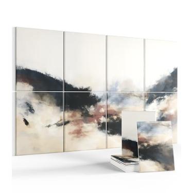 Imagem de Painéis acústicos de arte de parede, painéis de parede à prova de som de 177 cm × 119 cm - pacote com 8 com 60 abas adesivas, painéis decorativos de absorção de som para sala de estar e estúdio de
