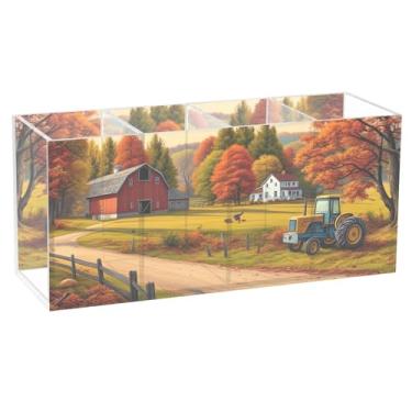 Imagem de TSENQUE Porta-canetas vintage de outono, fazenda, fofo, para mesa, decoração de casa, organizador de pincéis de acrílico, porta-lápis