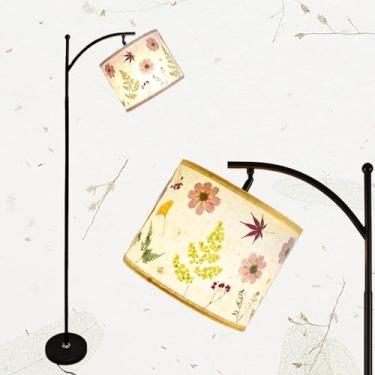 Imagem de Floresita Candeeiro de chão de flores secas de 153 cm com lâmpada de LED de 3 temperaturas de cor de 9W, lâmpada de pé alta com abajur floral ajustável para sala de estar, quarto, escritório