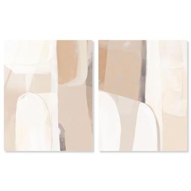 Imagem de Conjunto de 2 decoração de parede Boho com estampa acrílica de luxo Blush & Gold da Art Remedy, pronto para pendurar, 61 x 76 cm