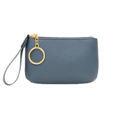 Imagem de Carteira de pulso texturizada, mini porta-moedas com alça removível, bolsa portátil compacta, Azul, Tendência