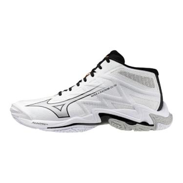 Imagem de Mizuno Tênis masculino Elite Mid Wave Lightning Elite Mid, Multicolorido (branco/preto), 23.5 cm 2E