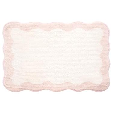 Imagem de GRANNY SAYS Tapetes de banheiro rosa ondulados, 61 cm x 40 cm, tapetes de banho antiderrapantes para banheiro, tapete de banho de microfibra absorvente de pelúcia ultra macio, lindo tapete lavável