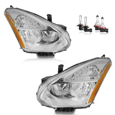 Imagem de KarSpareHub Faróis apenas para modelos Nissan Rogue 2008-2013, modelos Nissan Rogue Select 2014-2015 apenas, (não compatível com modelos com faróis HID de fábrica) (lâmpadas incluídas)